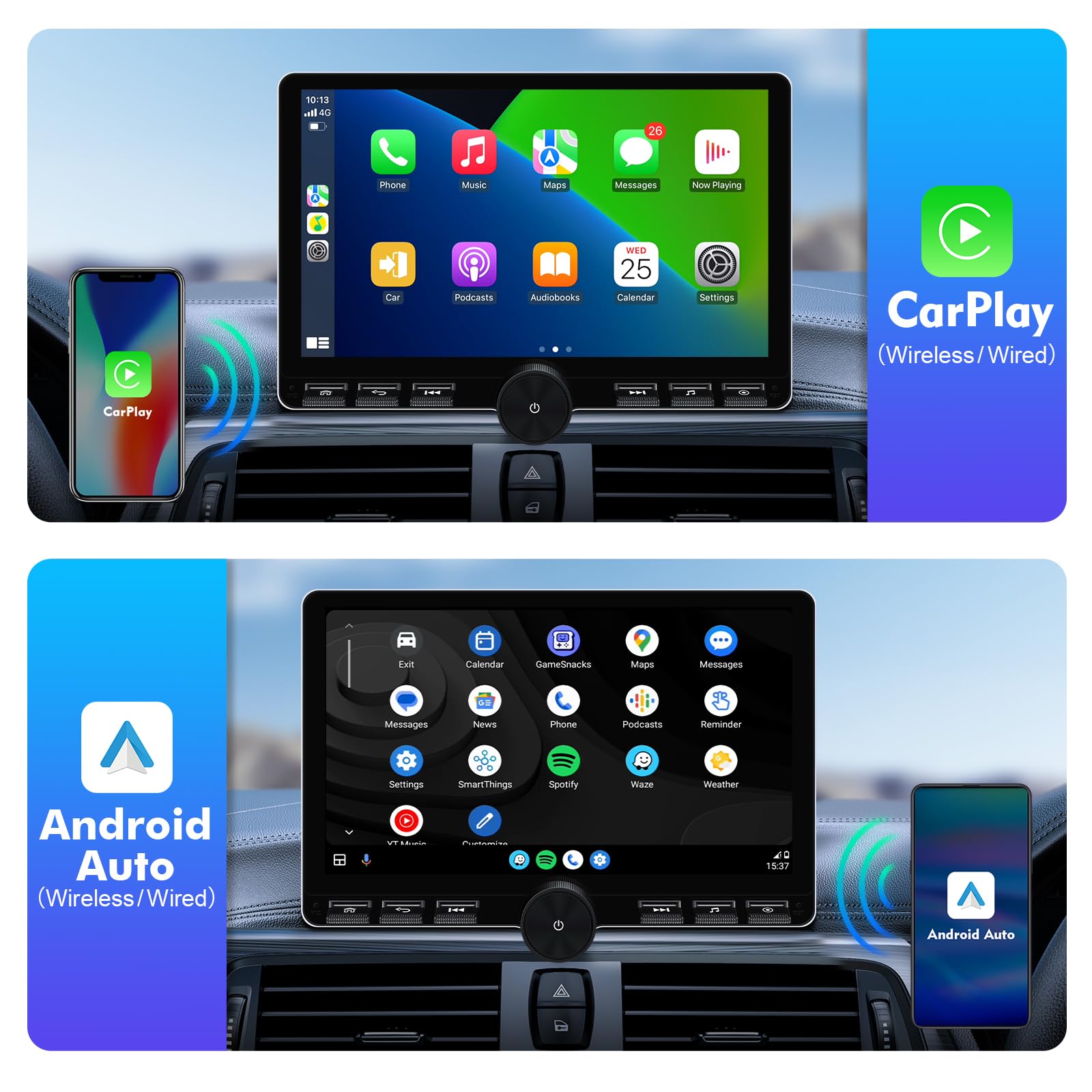 Amazon.com: 2+32G 10.1-inch Android 14 Car Stereo WiFi 6 IPS